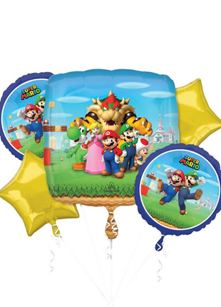 Anagram Super Mario Bros Bouquet Balloons 5pc - Joker Party Supply