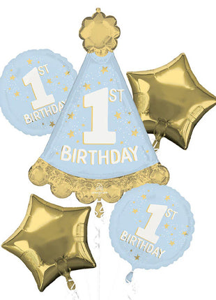 Anagram Little Mister One-derful 1st Birthday Bouquet Balloons 5pc - Joker Party Supply
