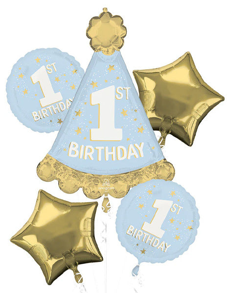 Anagram Little Mister One-derful 1st Birthday Bouquet Balloons 5pc - Joker Party Supply