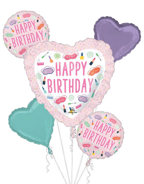 Anagram Birthday Spa Party Bouquet Balloons 5pc - Joker Party Supply