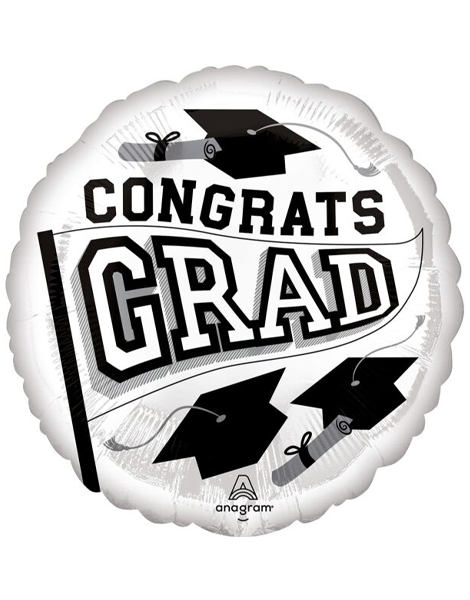 18in Anagram Congrats GRAD White Balloon