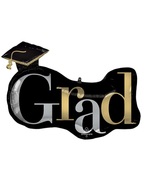 Birretes de graduación con anagrama de 33 pulgadas, globo plateado y dorado