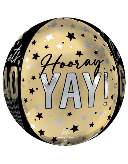 16in Anagram Congrats Grad Stripes & Stars Orbz Balloon