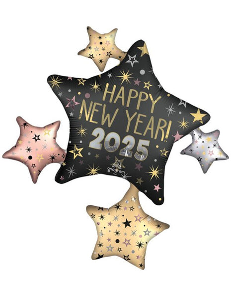35in Anagram Satin 2025 NYE Celebration Stars Balloon - Joker Party Supply