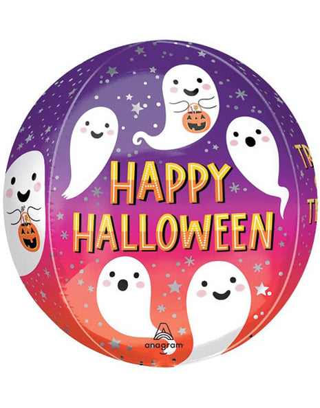 Globo orbe de Halloween con anagrama de 16 pulgadas y texto "Truco o trato"