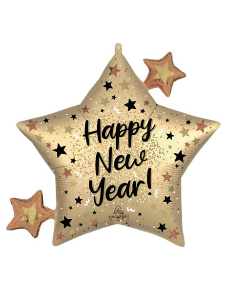 29in Anagram Satin NYE Natural Sparkle Star Balloon - Joker Party Supply