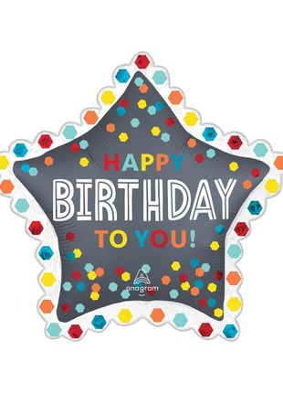 34in Anagram Satin Confetti Burst Birthday Balloon - Joker Party Supply