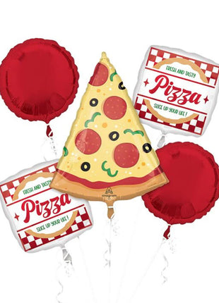 Anagram Pizza Party Bouquet Balloons 5pc - Joker Party Supply