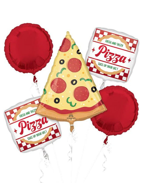 Anagram Pizza Party Bouquet Balloons 5pc - Joker Party Supply