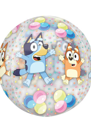 16in Anagram See-Thru Bluey and Bingo Orbz Balloon - Joker Party Supply