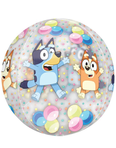 16in Anagram See-Thru Bluey and Bingo Orbz Balloon - Joker Party Supply