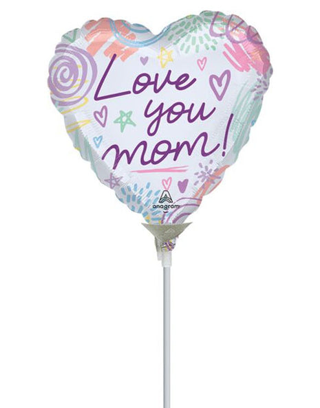 9in Anagram Love You Mom Sweet Scribbles (Heat Seal Required)