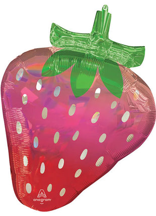 Globo de fresa iridiscente con anagrama de 27 pulgadas y mezcla de frutas