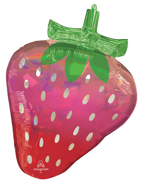 Globo de fresa iridiscente con anagrama de 27 pulgadas y mezcla de frutas