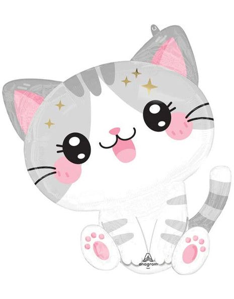 Globo de gatito kawaii con anagrama de 24 pulgadas
