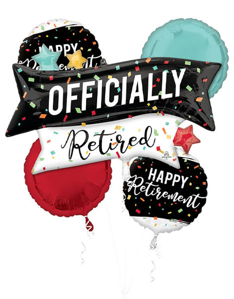 Ramo de globos con anagrama "Feliz jubilación", 5 unidades