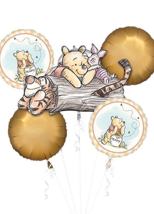 Ramo de globos con anagrama de Winnie the Pooh (5 unidades)
