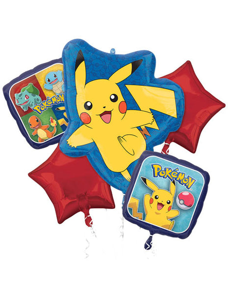 Globos de ramo de cumpleaños con anagramas de Pokémon (5 unidades)