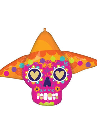 Globo de calavera de azúcar con anagrama llamativo de 34 pulgadas