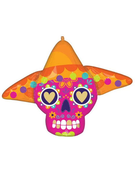 Globo de calavera de azúcar con anagrama llamativo de 34 pulgadas