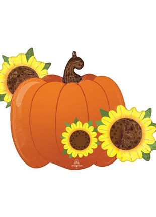 Globo de calabaza y girasoles de bienvenida de otoño de 31 pulgadas con anagrama