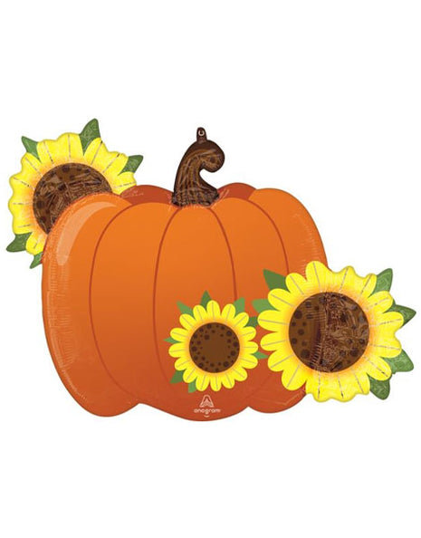Globo de calabaza y girasoles de bienvenida de otoño de 31 pulgadas con anagrama