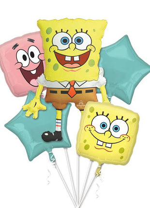 Ramo de globos con anagrama de Bob Esponja (5 unidades)