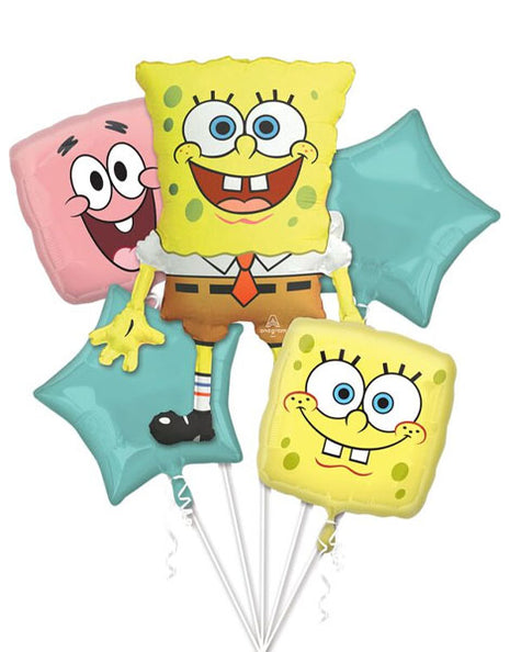 Ramo de globos con anagrama de Bob Esponja (5 unidades)