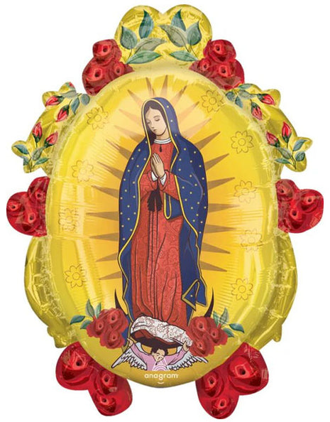 Globo con anagrama de la Virgen de Guadalupe de 31 pulgadas
