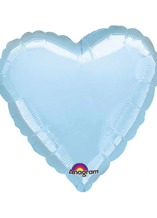 Globo de corazón azul pastel con anagrama de 18 pulgadas