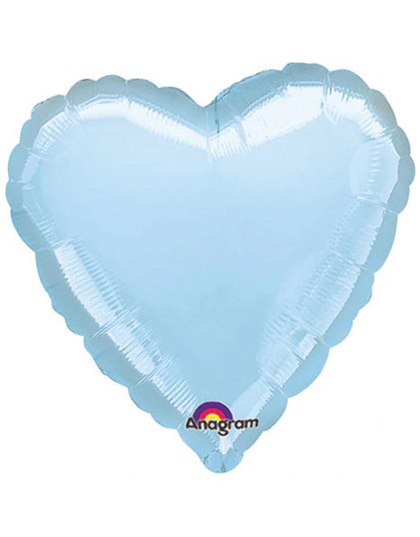Globo de corazón azul pastel con anagrama de 18 pulgadas
