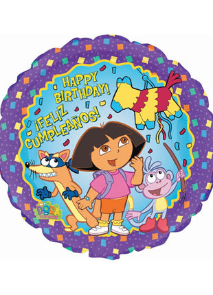 Globo de 18 pulgadas con anagrama de Dora la Exploradora Feliz Cumpleaños