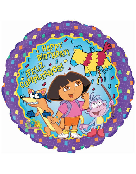 Globo de 18 pulgadas con anagrama de Dora la Exploradora Feliz Cumpleaños
