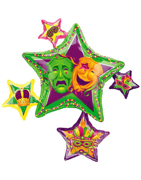 35in Anagram Masquerade Star Cluster Balloon - Joker Party Supply