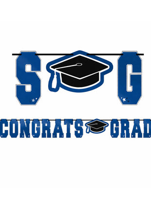 12ft Amscan Blue Congrats Grad Banner