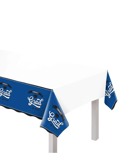 Amscan School Spirit Plastic Blue Table Cover (54inx102in)