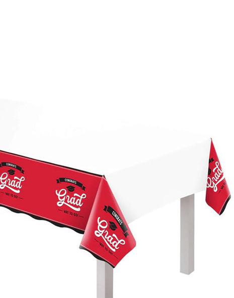 Amscan School Spirit Plastic Red Table Cover (54inx102in)