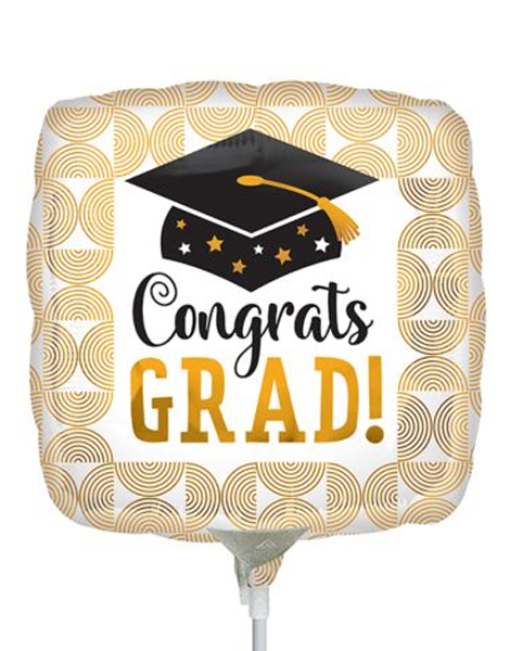 9in Anagram Congrats Grad Ribbed Lines Balloon