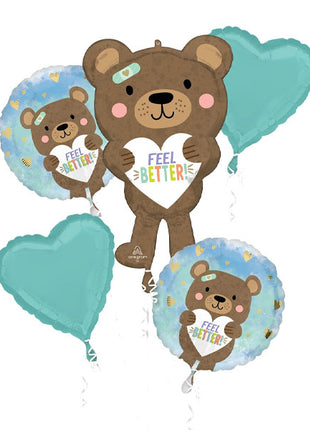 Anagram Feel Better Bear Bouquet Balloons 5pc