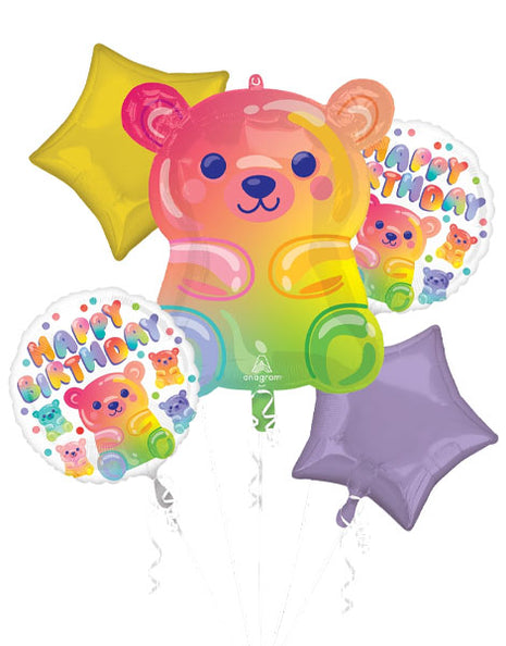 Anagram Gummy Bear Birthday Bouquet Balloons 5pc