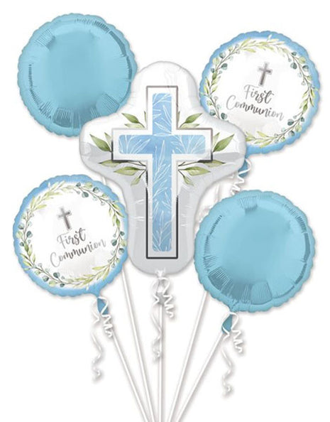 Anagram My First Communion Blue Bouquet Balloons 5pc