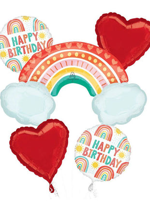 Anagram Retro Rainbow Bouquet Balloons 5pc