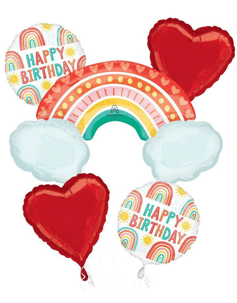 Anagram Retro Rainbow Bouquet Balloons 5pc