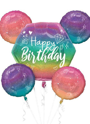 Anagram Sparkle Birthday Bouquet Balloons 5pc