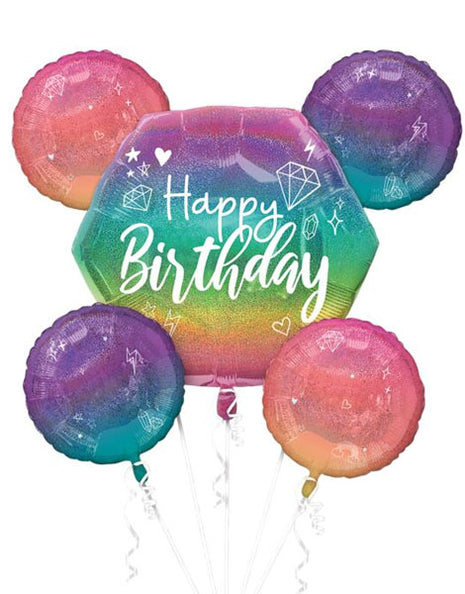 Anagram Sparkle Birthday Bouquet Balloons 5pc