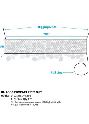 Silver Rainbow Balloon Net Pre-Strung - 20ft x 3.5ft