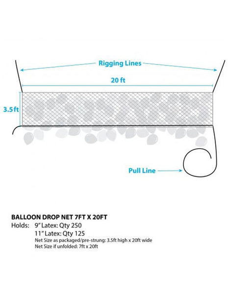 Silver Rainbow Balloon Net Pre-Strung - 20ft x 3.5ft