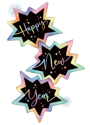 51in Betallic Holographic Opal New Year Trio Balloon - Joker Party Supply