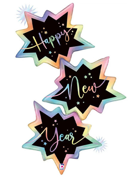 51in Betallic Holographic Opal New Year Trio Balloon - Joker Party Supply