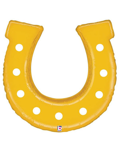 25in Betallic Golden Horseshoe Balloon - Joker Party Supply